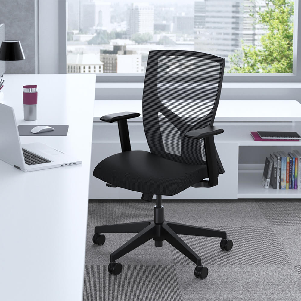 Task chair with black air grid mesh evironment 2 1 2