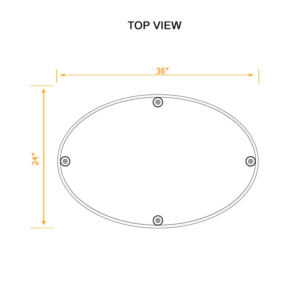 Trendy accent tables set ellipse top view dimensions