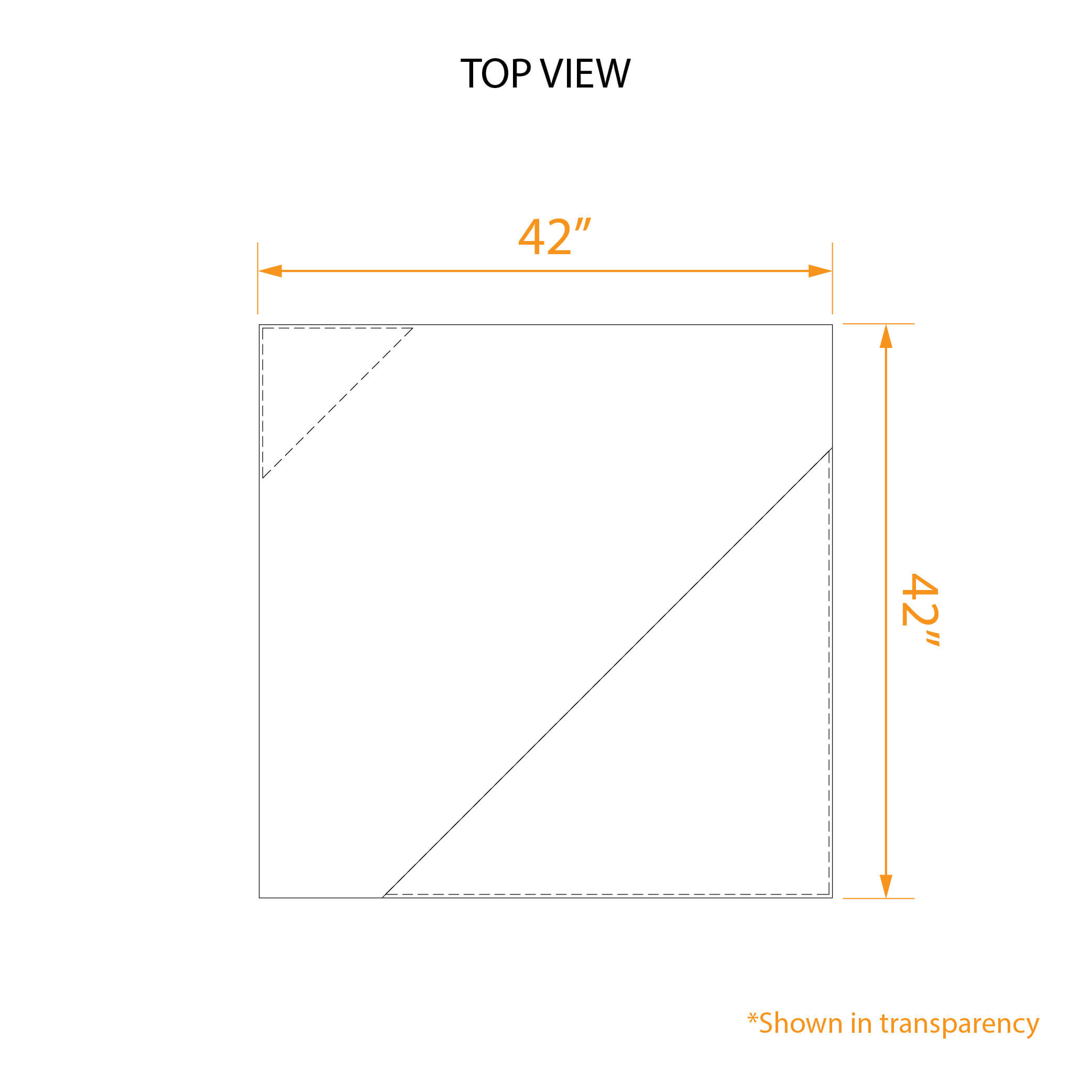 Two tone coffee table display feature 2D dimensions