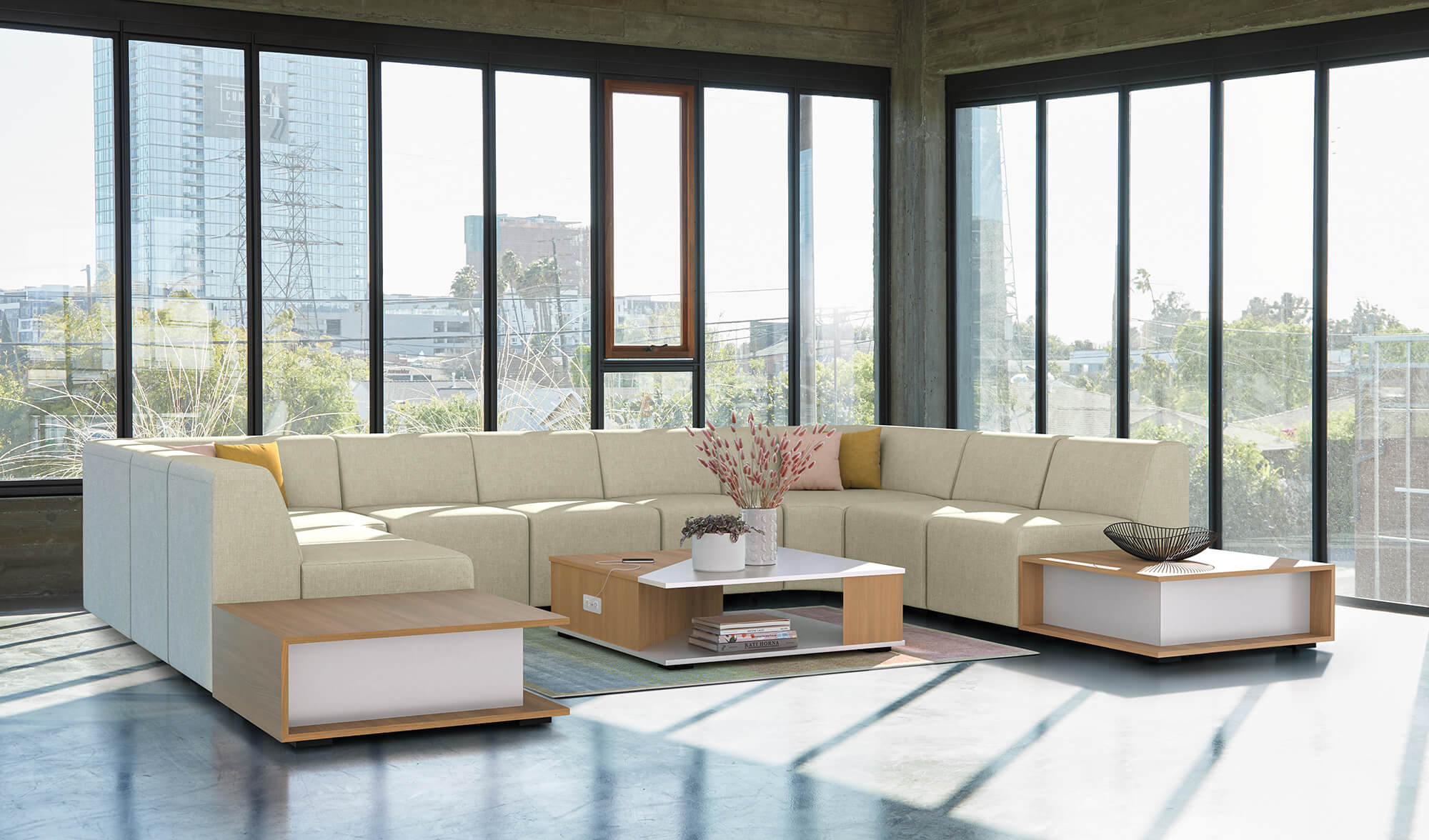 Two tone coffee table display feature space view 2