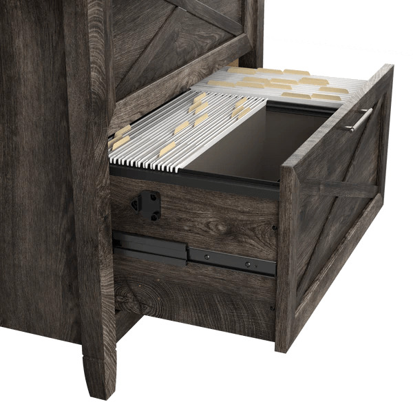 West style desk with 2 drawer lateral file cabinet detail 3