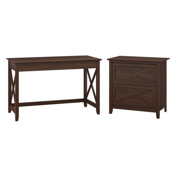 West style desk with 2 drawer lateral file cabinet highlight bing cherry