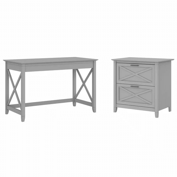 West style desk with 2 drawer lateral file cabinet highlight cape cod gray