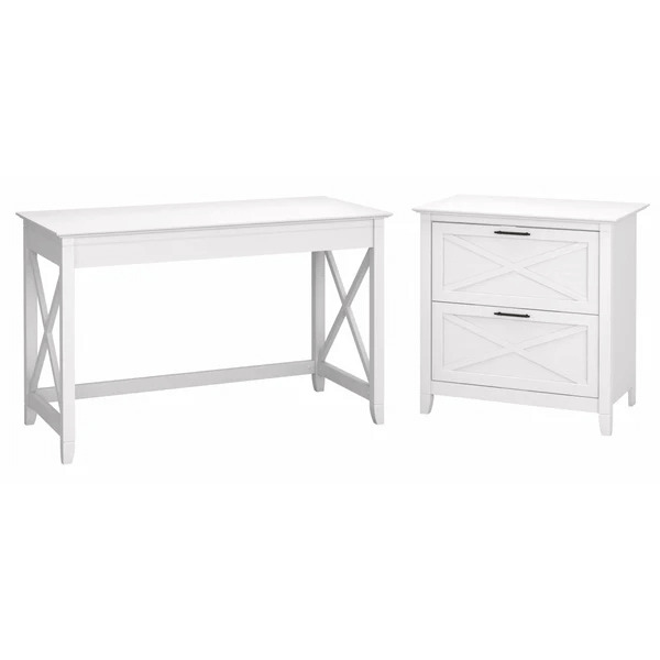 West style desk with 2 drawer lateral file cabinet highlight pure white oak