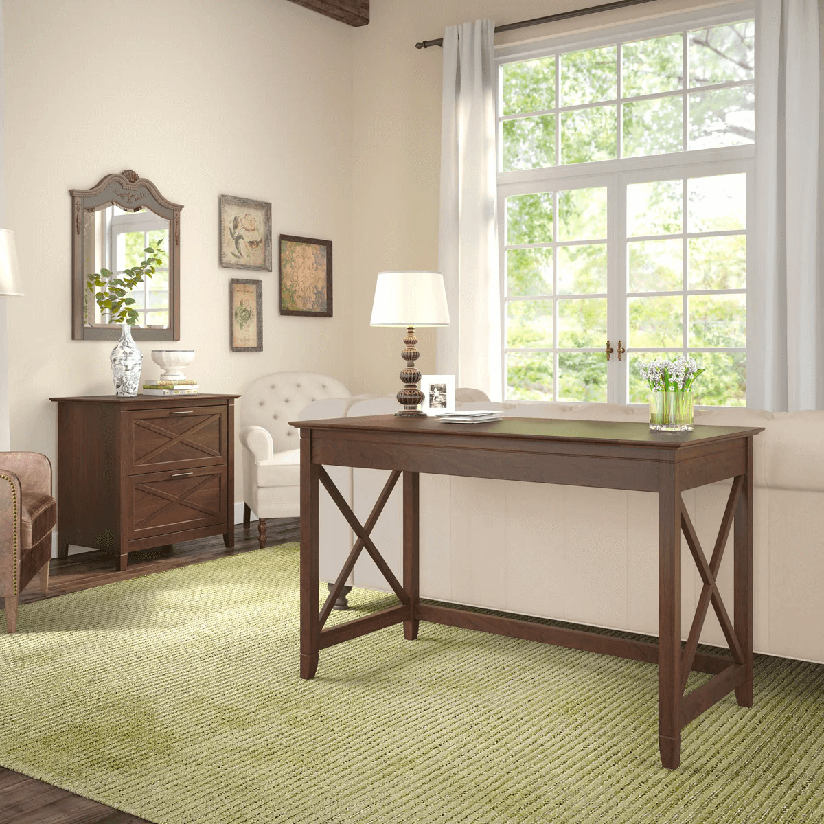 West style desk with 2 drawer lateral file cabinet space view bing cherry