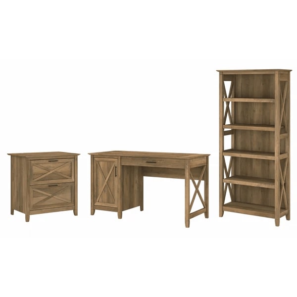 West style desk with drawer file cabinet and 5 shelf bookcase highlight reclaimed pine