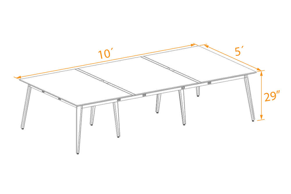 Wooden conference table 10x5 3d dimensions