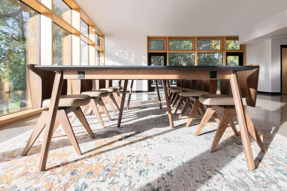 Wooden conference table 10x5 close up