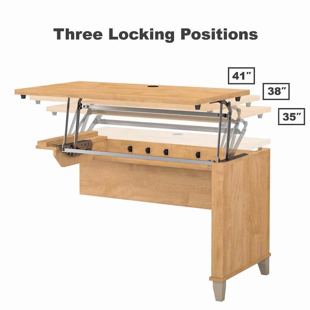 Sit and stand desk sit and stand corner desk l shaped height adjustable desk maple cross locking positions