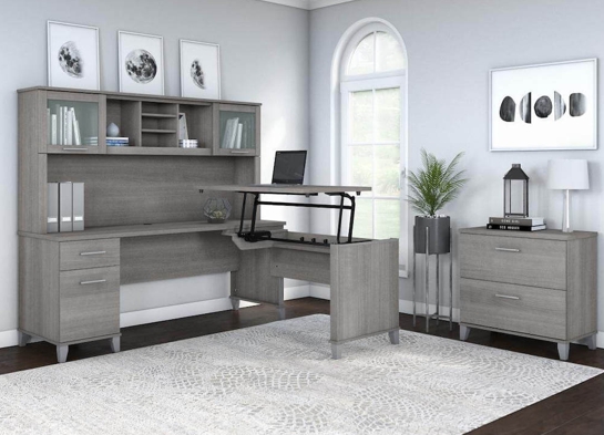Sit and stand desk sit and stand corner desk standing desk with storage platinum gray space view Sit and stand desk sit and stand corner desk standing desk with storage platinum gray space view