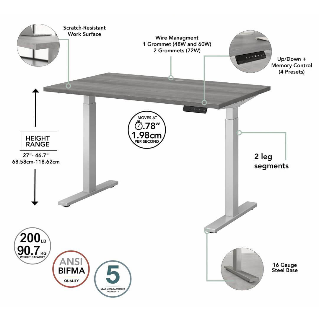 Sit and stand computer desk 60w x 30d features