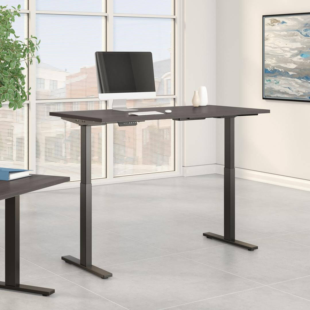 Sit and stand computer desk 72w x 30d lifestyle