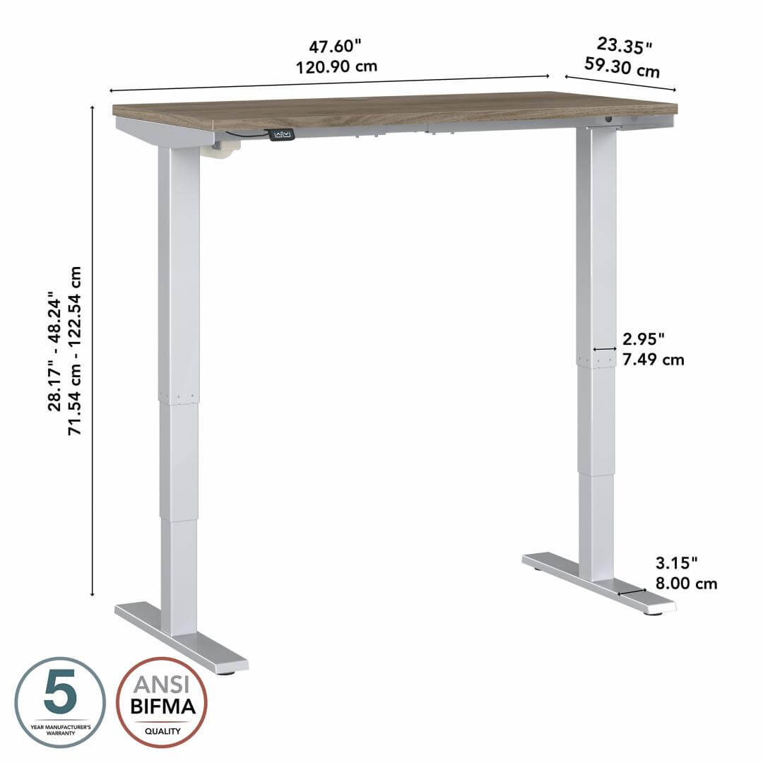 Sit stand desk adjustable 48w x 24d dimensions