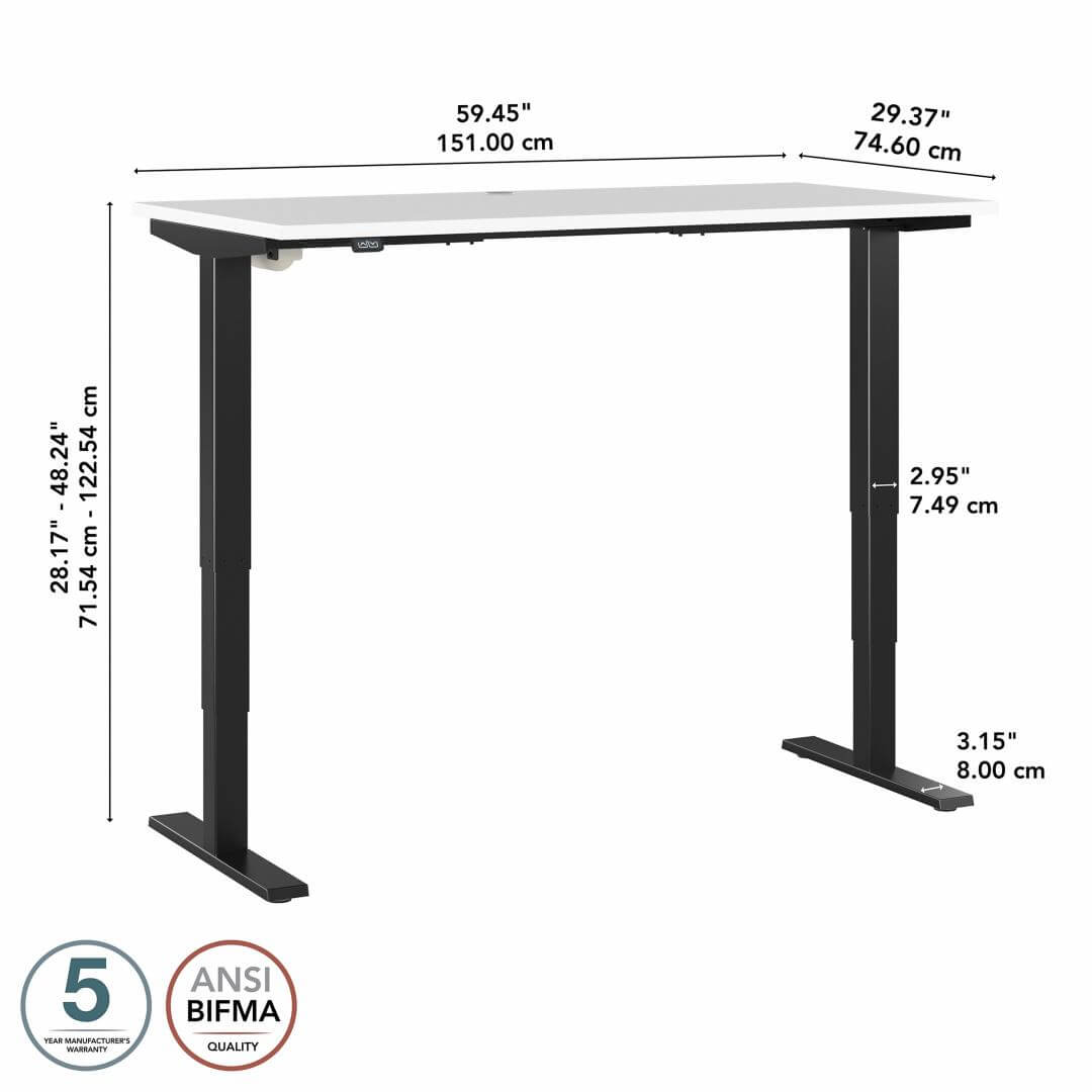 Sit stand desk adjustable 60w x 30d dimensions