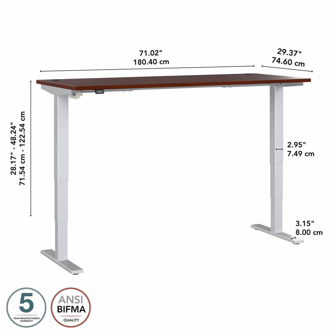 Sit stand desk adjustable 72w x 30d dimensions