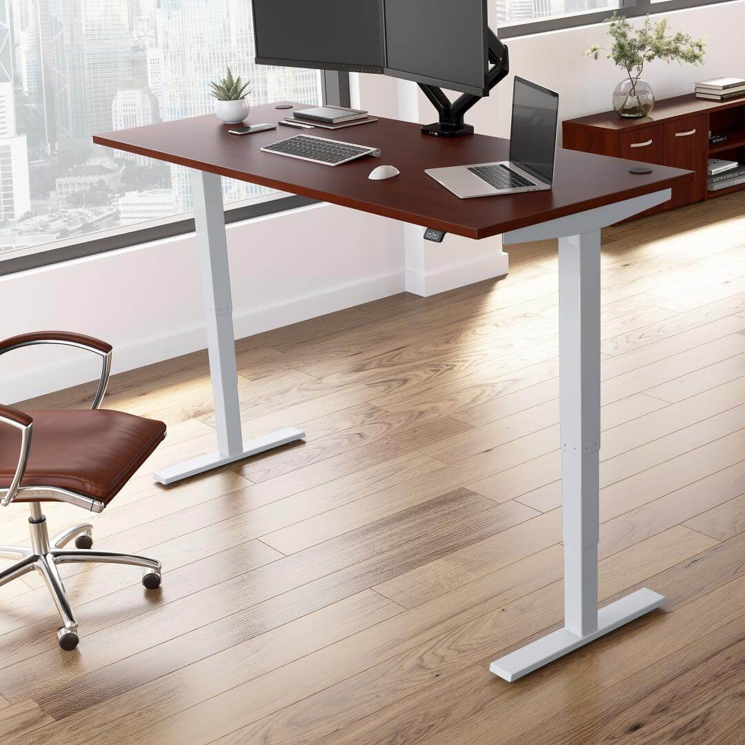 Sit stand desk adjustable 72w x 30d lifestyle