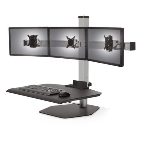 Sit stand desk desktop riser 3 monitors