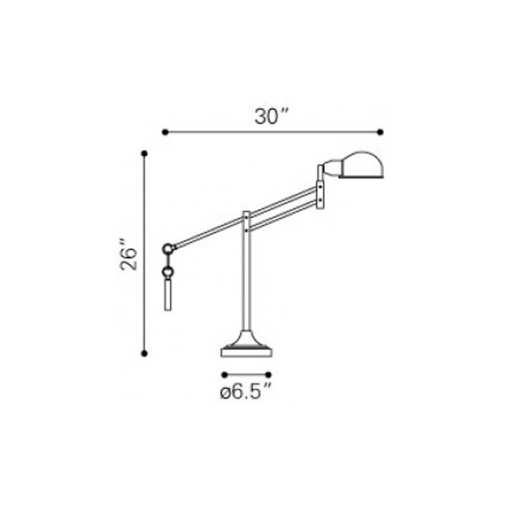 Small desk lamp with shade dimensions view