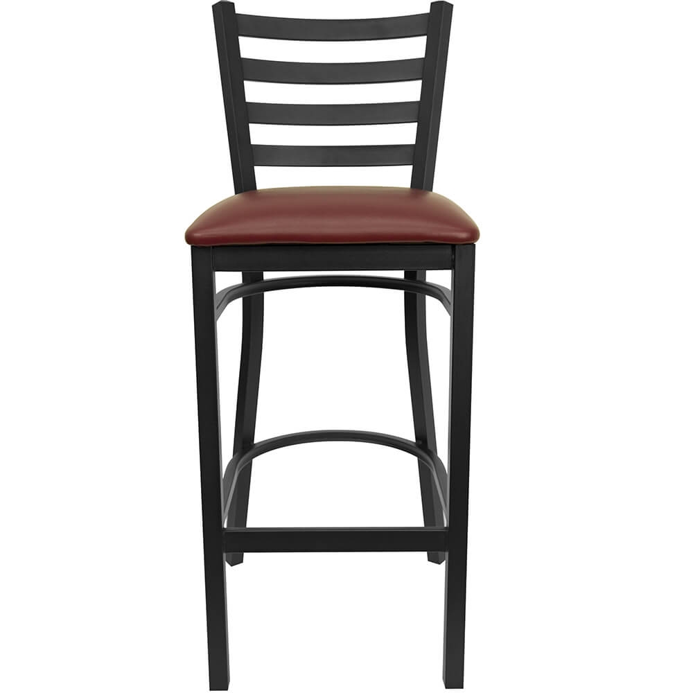 Tall bar stools with backs front view