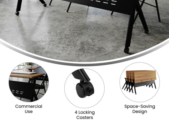 Training table with x leg 6x2 walnut blck 17 Training table with x leg 6x2 walnut blck 17