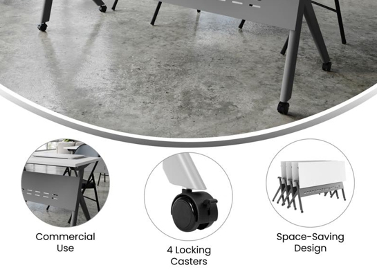 Training table with x leg 6x2 white gray 17