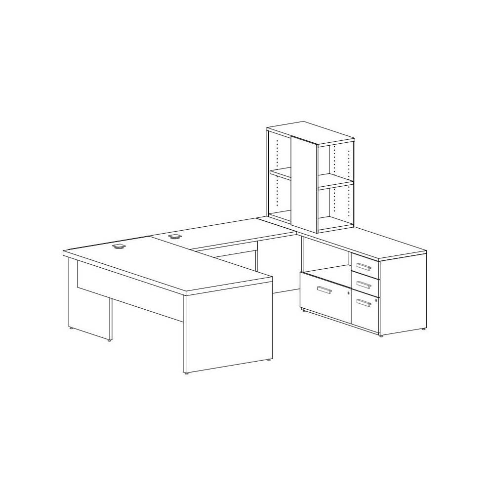 U desk layout 3d