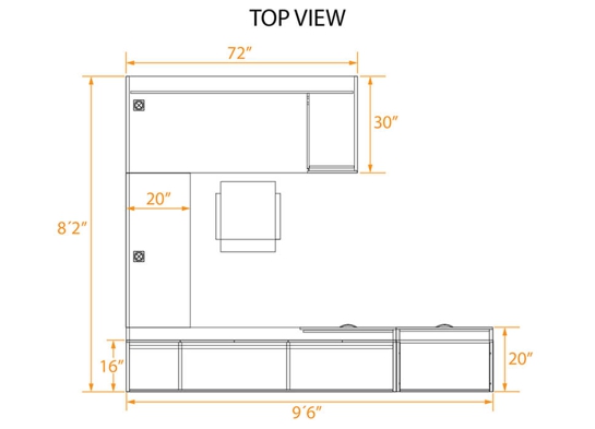 U shape individual workspace top view dimensions U shape individual workspace top view dimensions