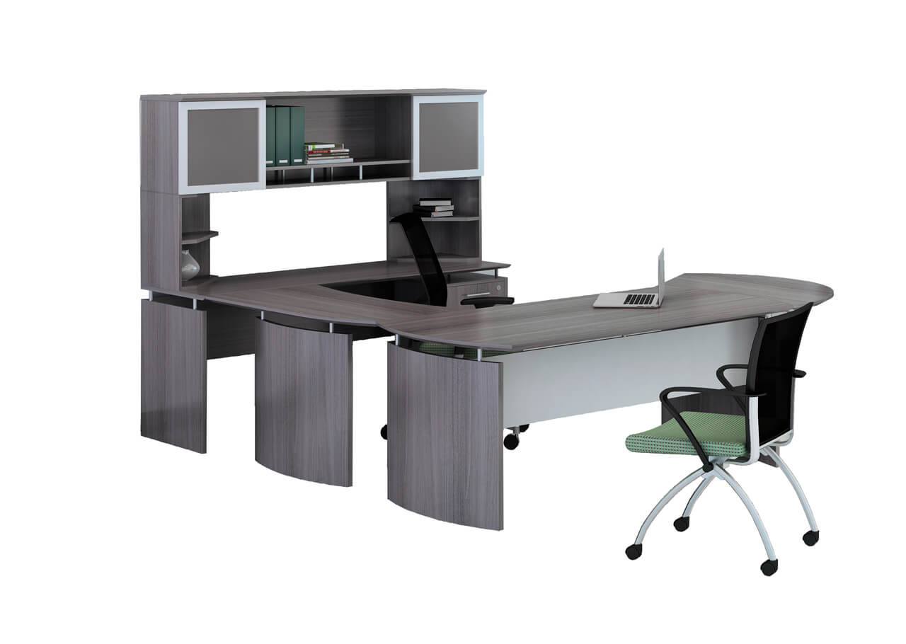 U shaped desk with hutch CUB MNT 29 LGS YAM