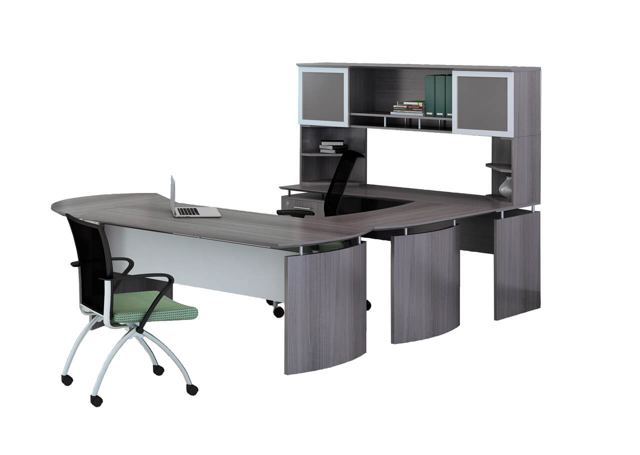 U shaped desk with hutch CUB MNT 30 LGS YAM