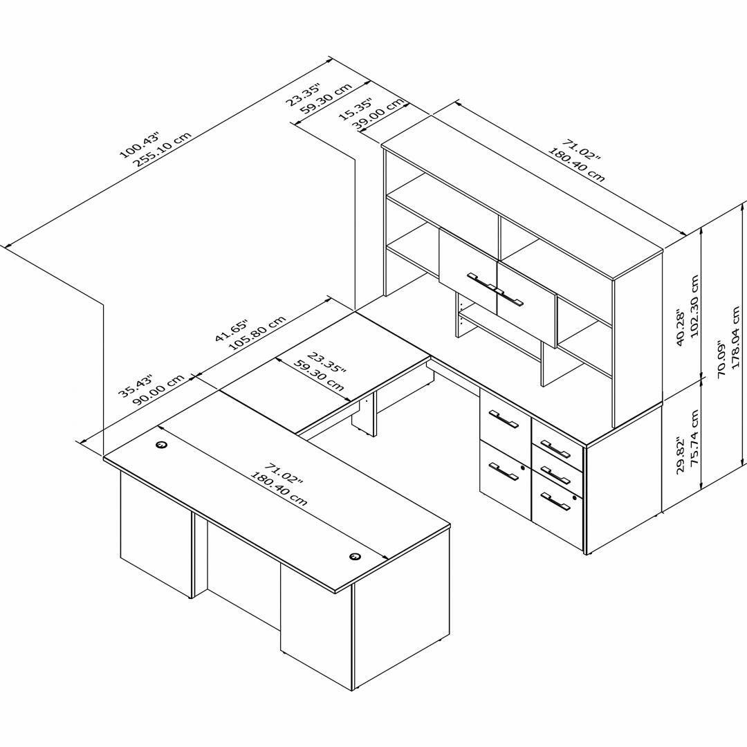 Premier office desk u shape 71w x 100d measures