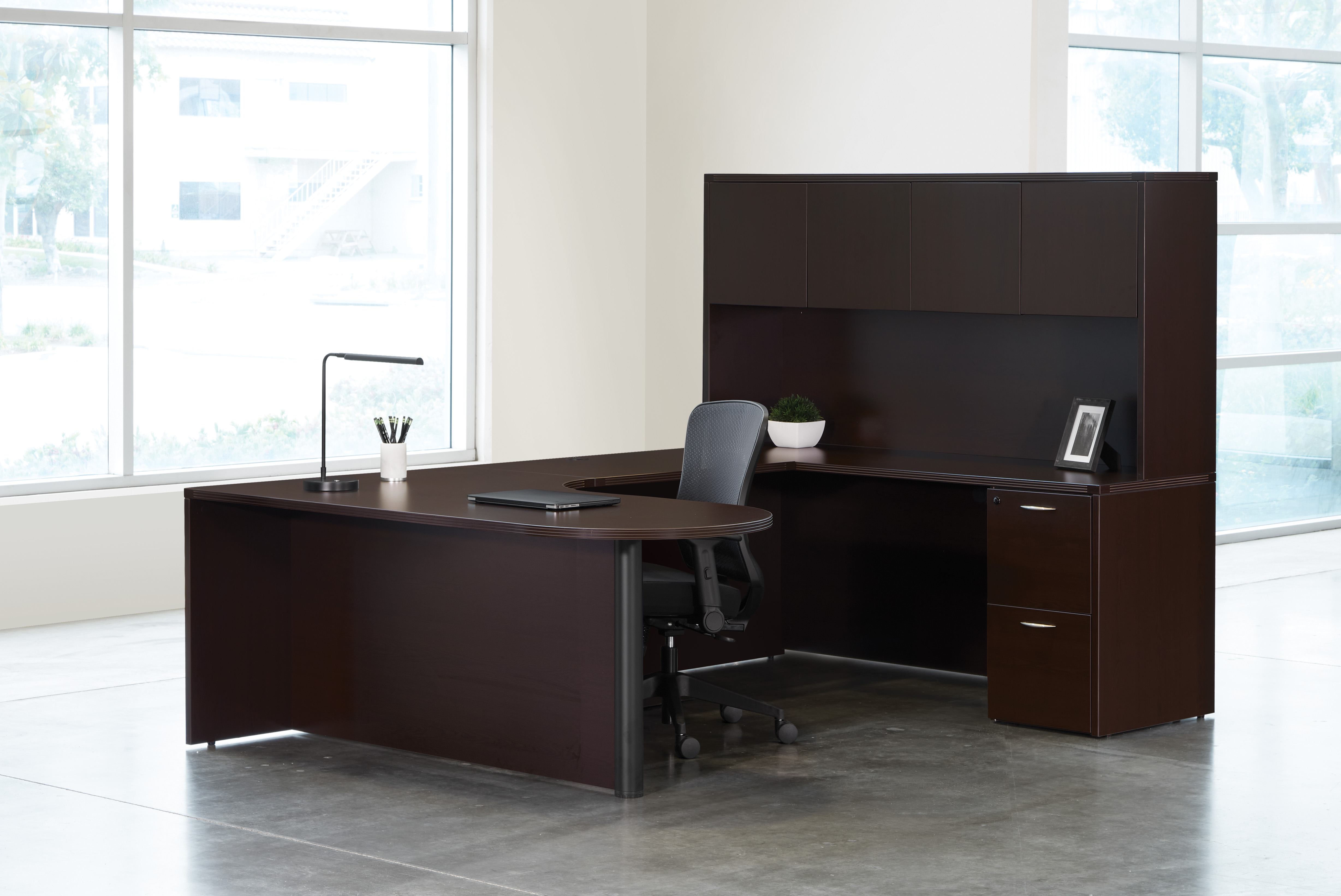 U Shaped Desk With Hutch - Modern U Shaped Desk with Hutch Novato 71W x