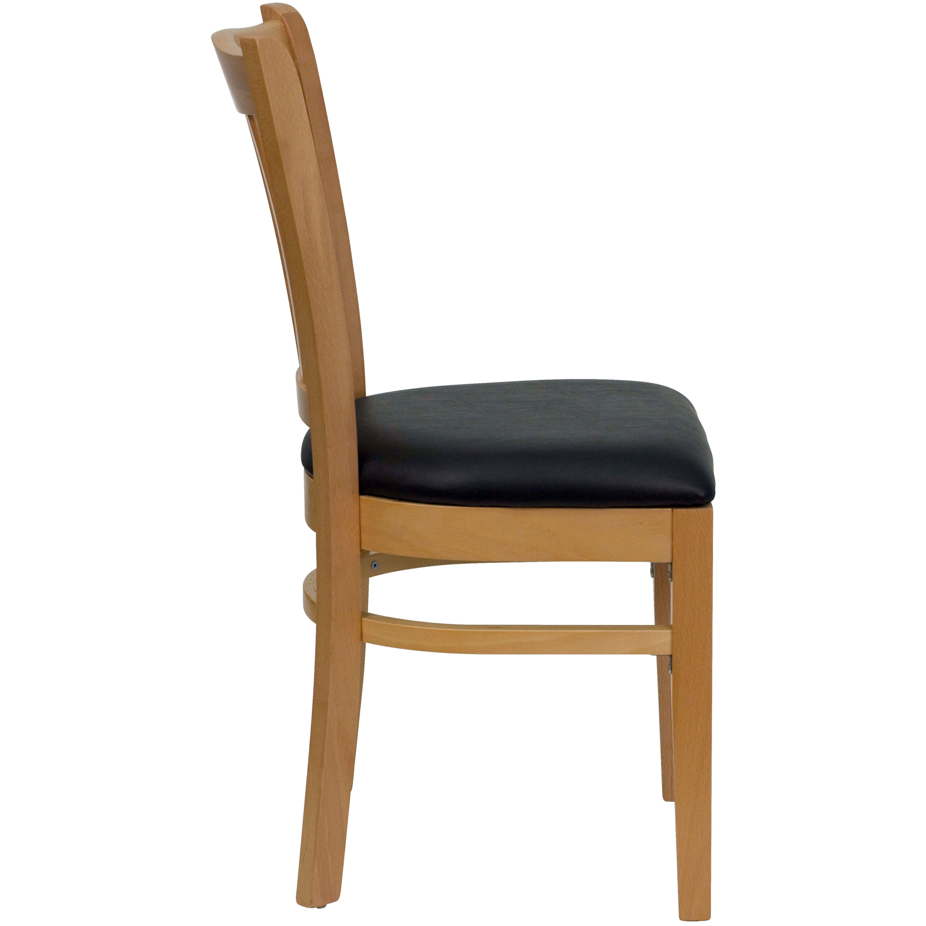 Vertical slat back chair side view