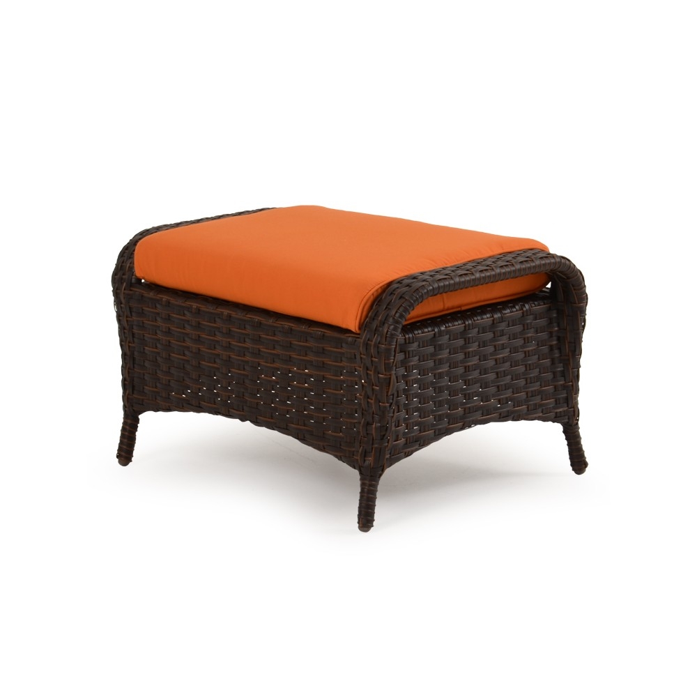 Wicker ottoman side view