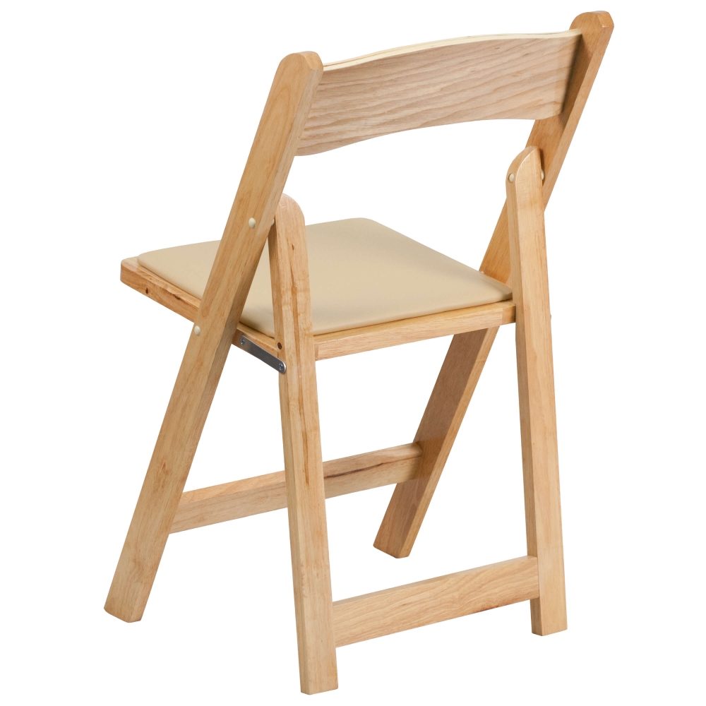 Wooden folding chairs rear view