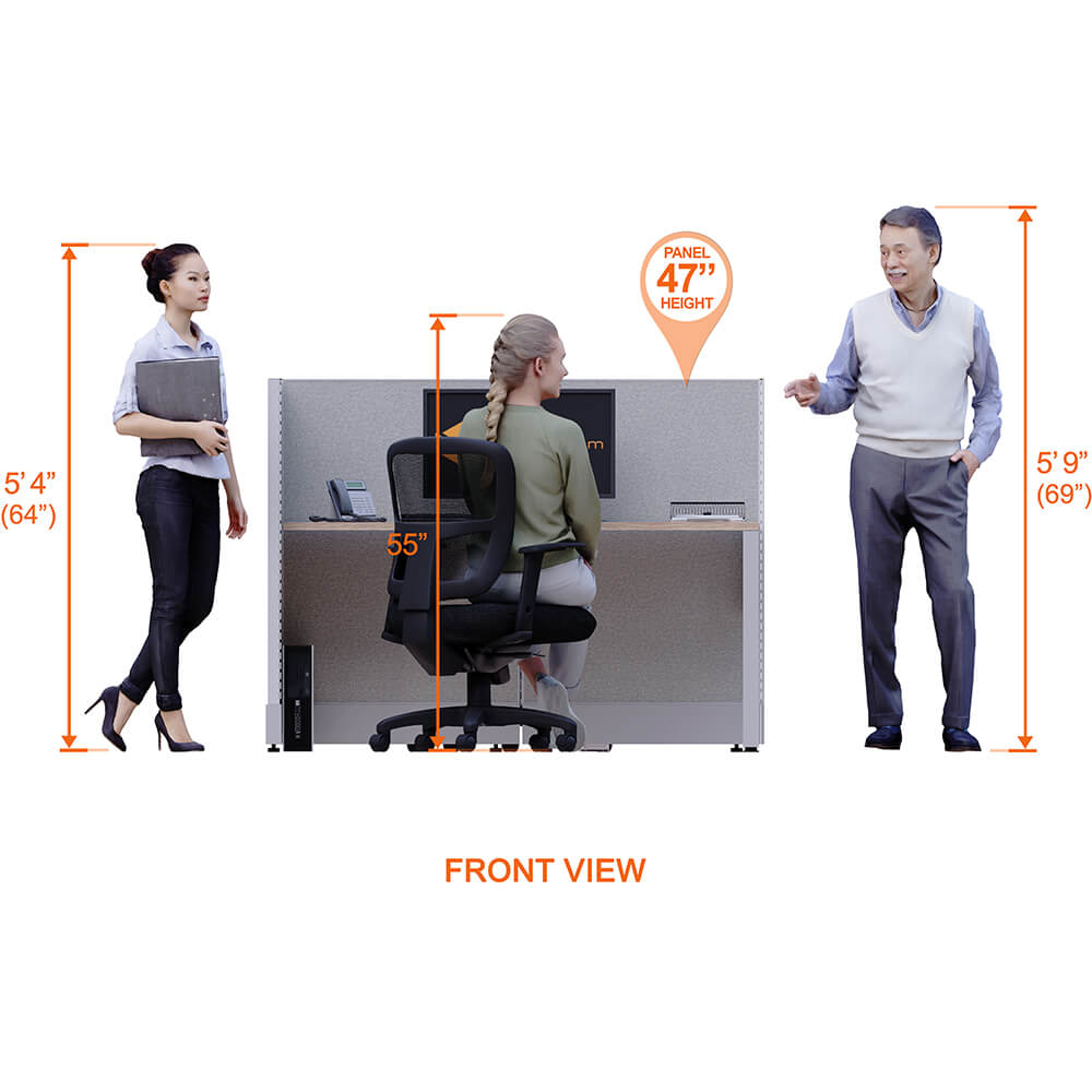 2pack cubicle furniture front view heights
