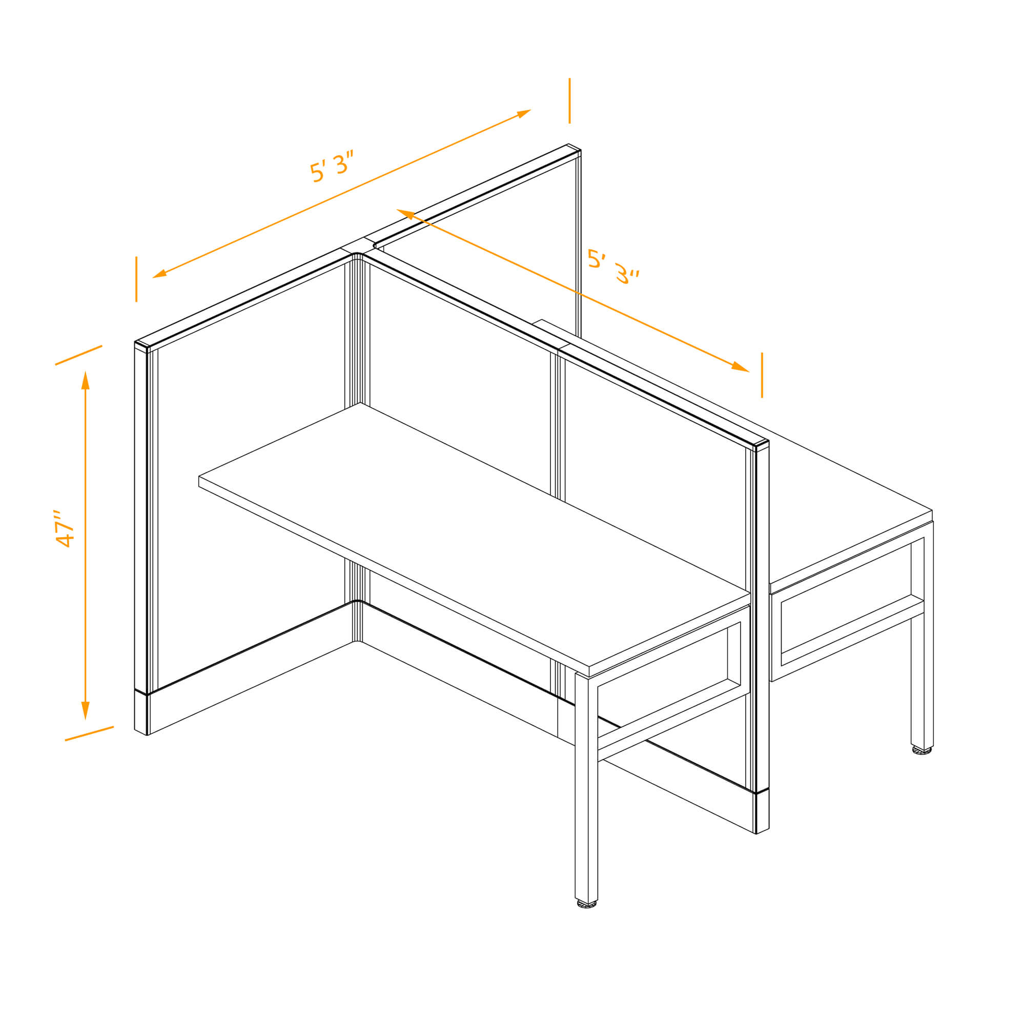 2pack cubicle furniture non powered dimensions