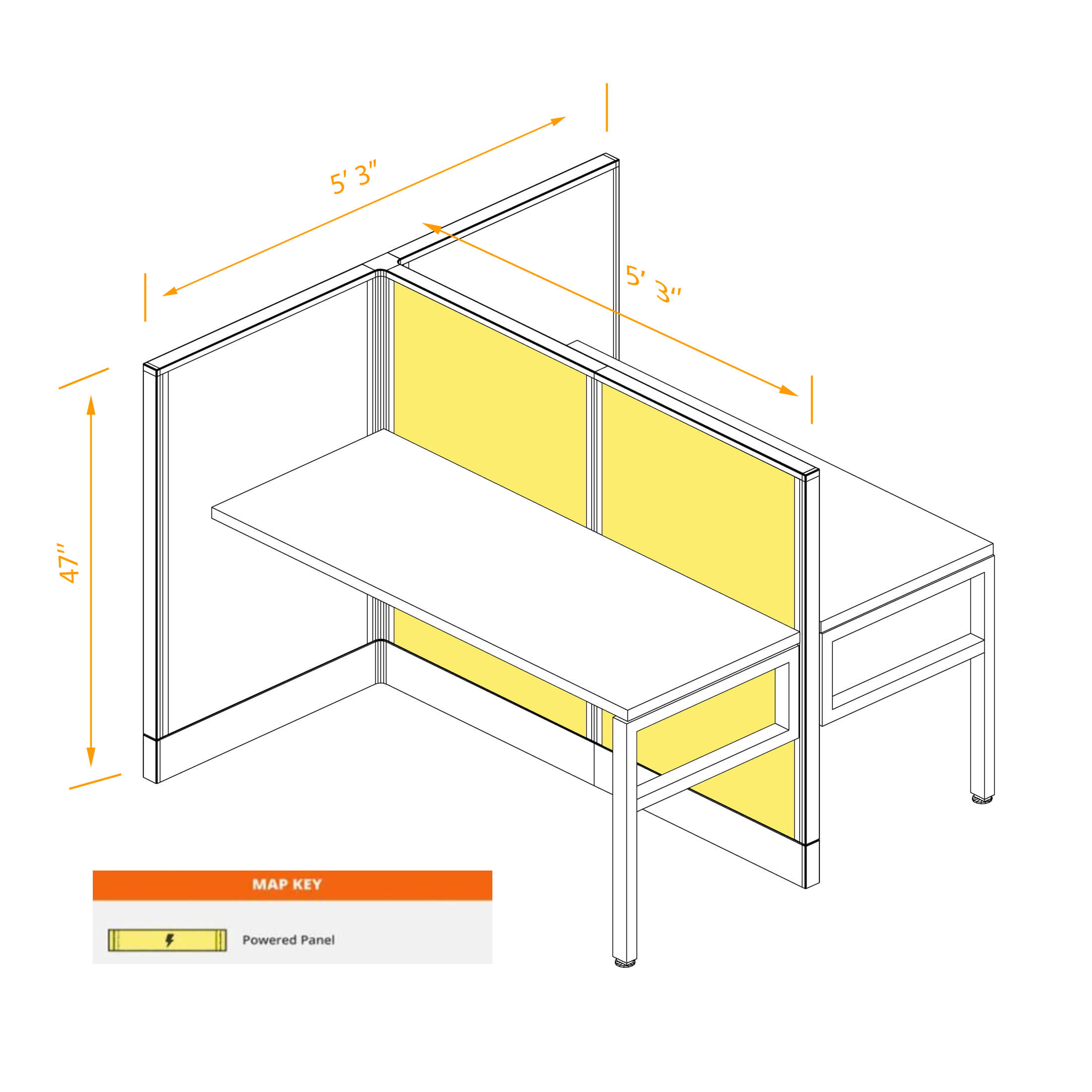 2pack cubicle furniture powered dimensions