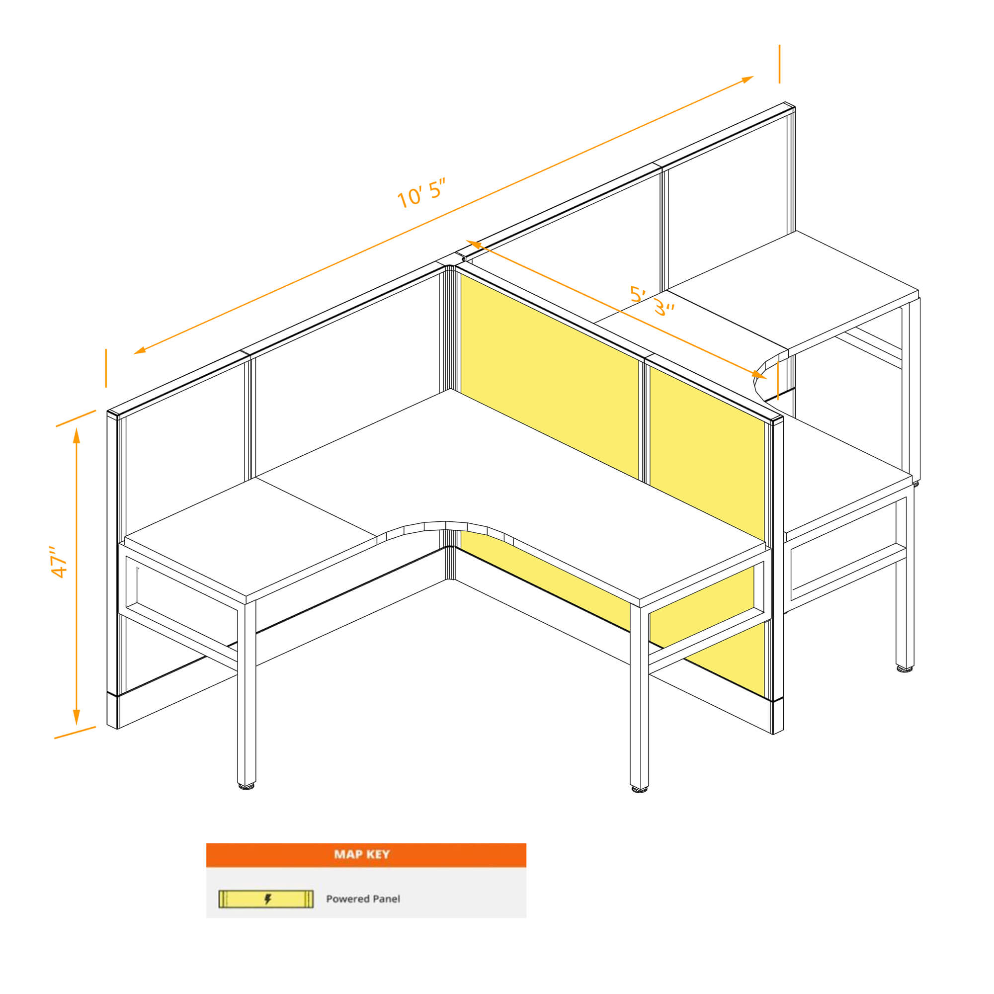2pack office workstation powered dimensions
