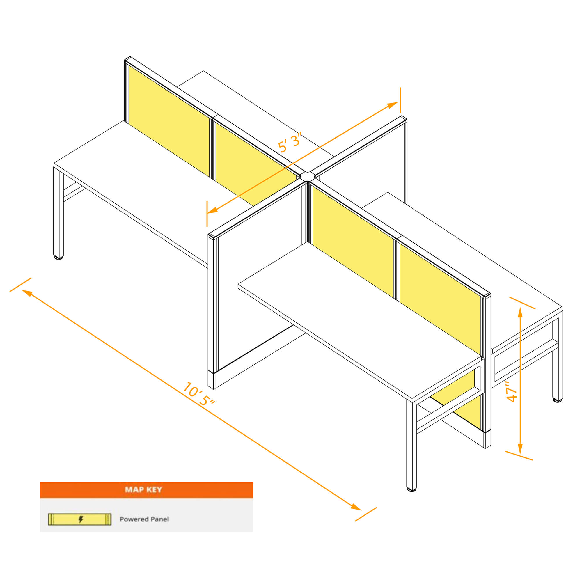 4pack cubicle furniture powered dimensions