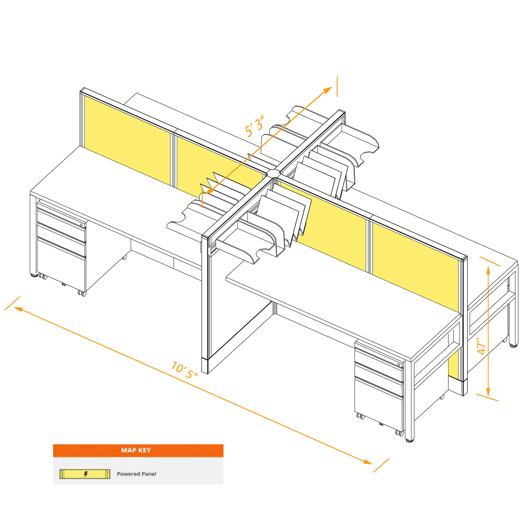 4pack cubicle furniture powered with storage dimensions