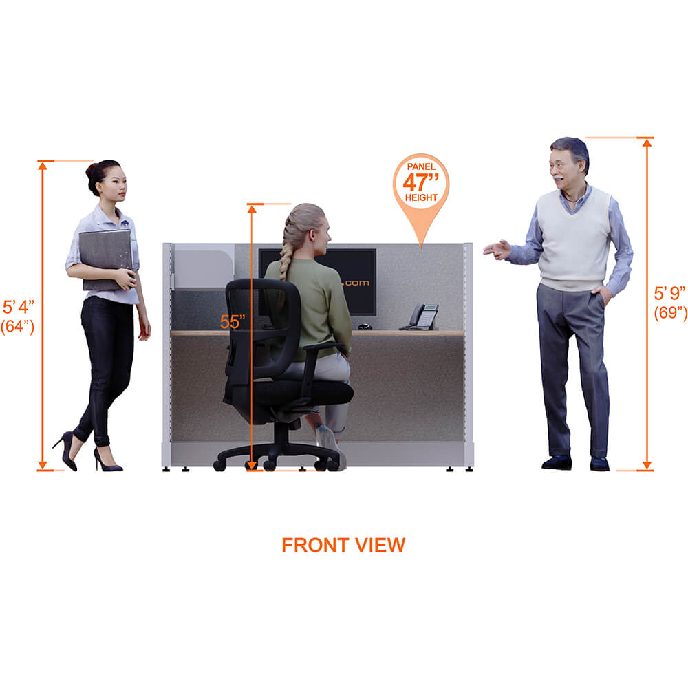 Cubicle furniture front view heights