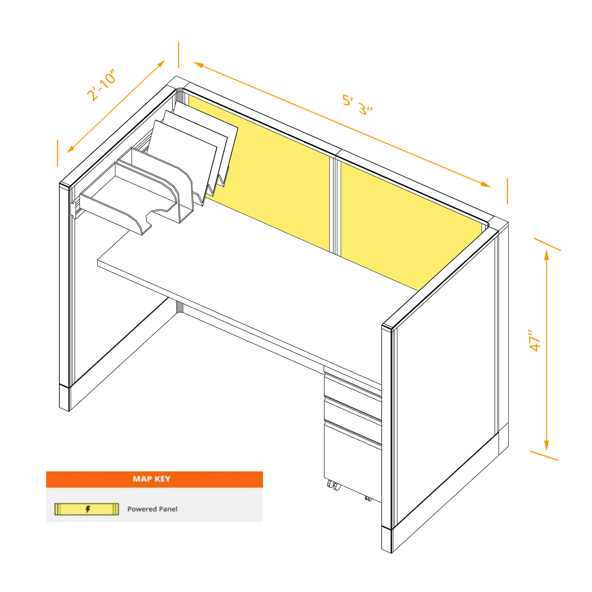 Cubicle furniture powered with storage