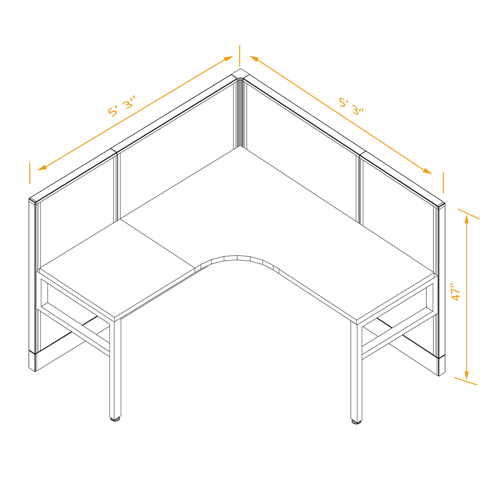 Office workstation non powered dimensions