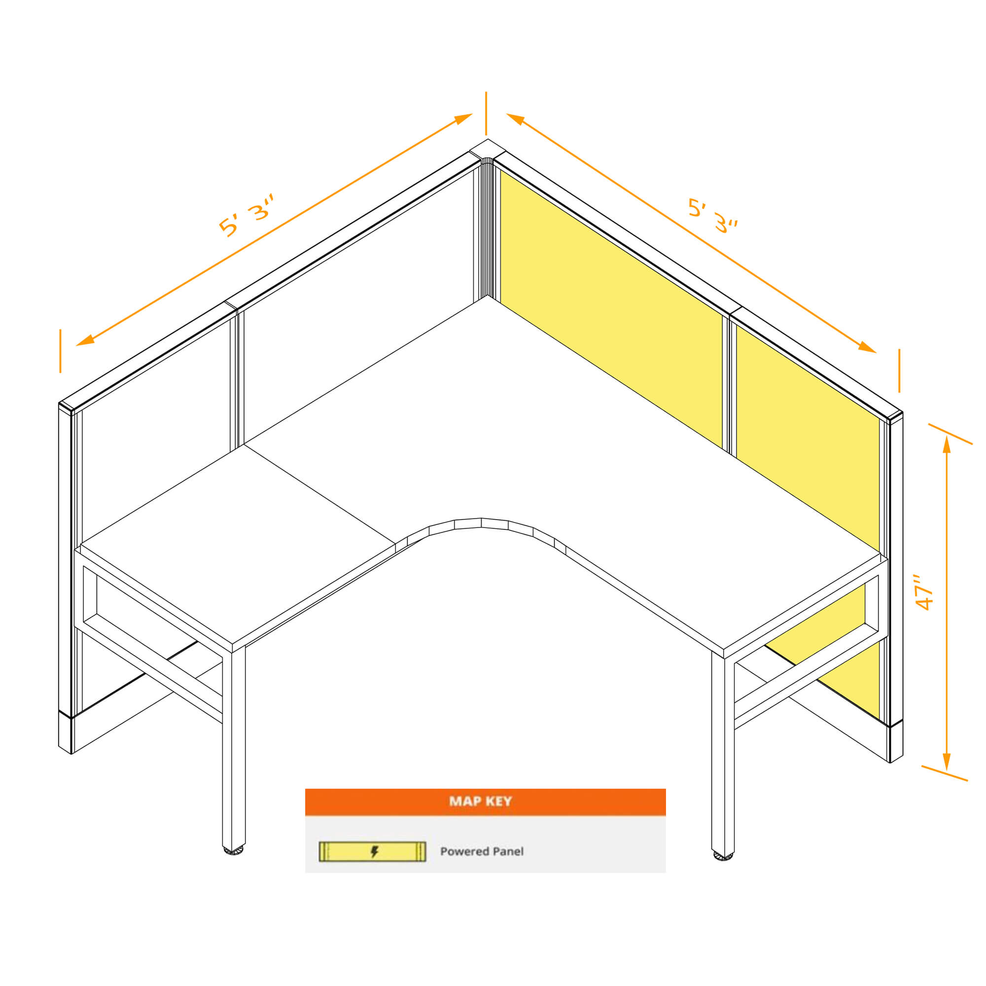 Office workstation powered dimensions