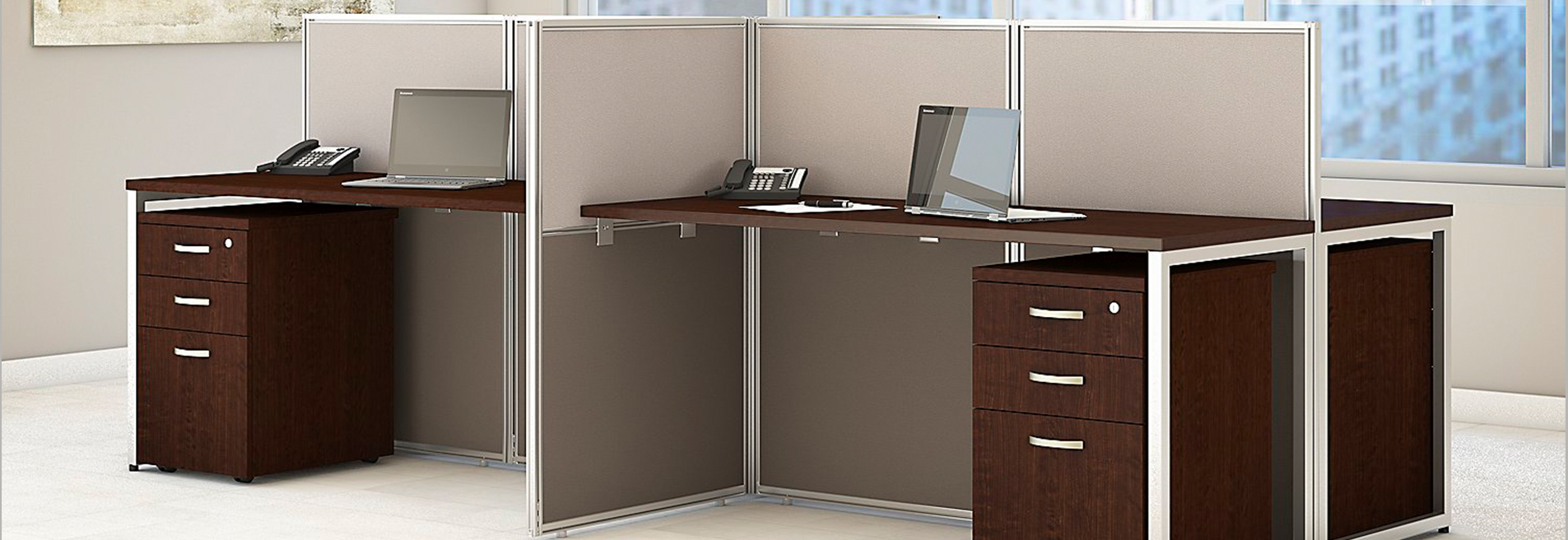 Business Office Furniture Desk with Panels - EZ Work Cubicle for 1 | EZ