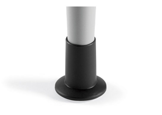 1.5" height adjustment glides on nursing home furniture tables.