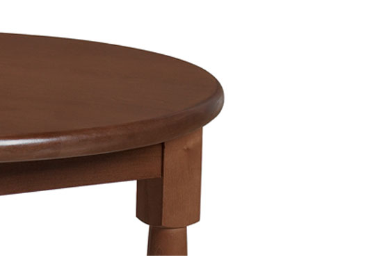 Bullnose wood edge with Post leg. Shown in Shaker Cherry (SKM). Customizable healthcare furniture.