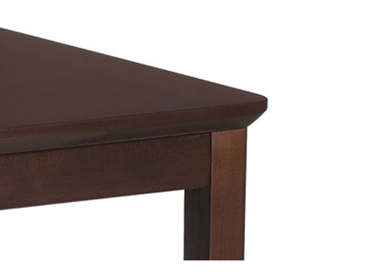 Reverse Bevelled edge with Tapered leg. Shown in Charcoal Java (CJM). Customizable healthcare furniture.