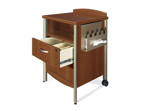 Additional Sonoma healthcare furniture items include a hospital bedside table