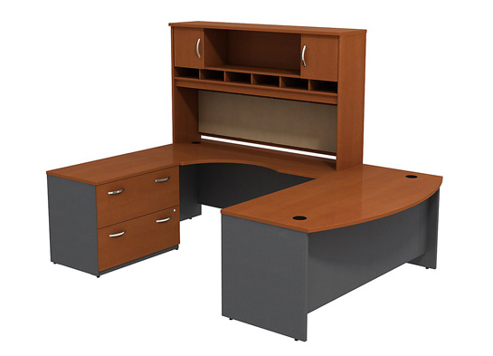 Bush Business Furniture Series C 72W Left Handed Corner Desk in Auburn Maple 